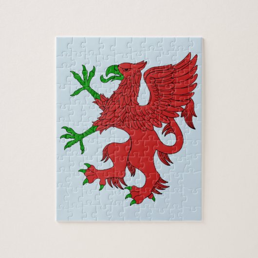Griffin in rood en groen legpuzzel (Verticaal)