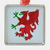 Griffin in rood en groen metalen ornament (Voorkant)