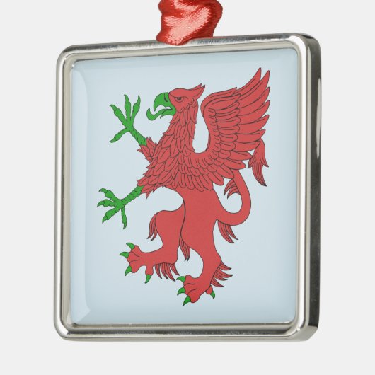 Griffin in rood en groen metalen ornament (Links)
