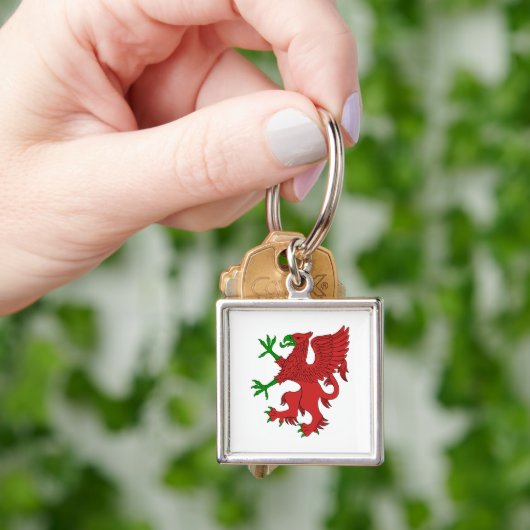 Griffin in rood en groen sleutelhanger (Hand)
