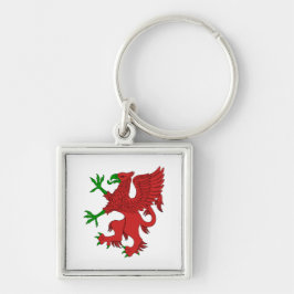 Griffin in rood en groen sleutelhanger