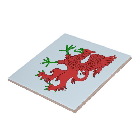 Griffin in rood en groen tegeltje (Zijkant)