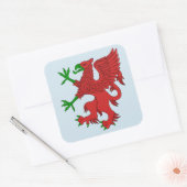 Griffin in rood en groen vierkante sticker (Envelop)
