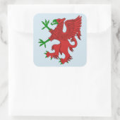 Griffin in rood en groen vierkante sticker (Tas)