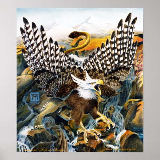 Griffin in Waterall Poster (Voorkant)