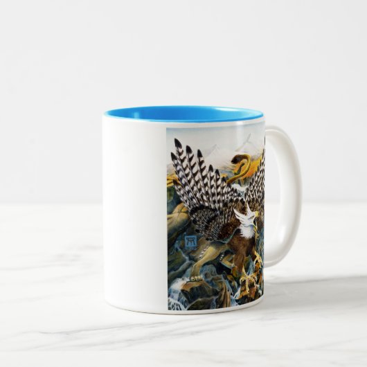 Griffin in Waterfall Tweekleurige Koffiemok (Voorkant rechts)