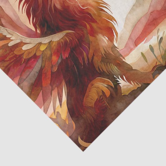 Griffin met berglandschap Waterverf kunst Tissuepapier (Detail)