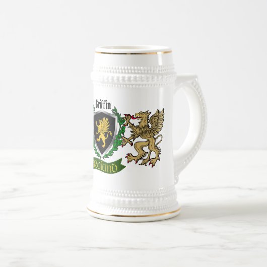 Griffin/O'Griffy Irish Shield Beer Stein Bierpul (Voorkant rechts)