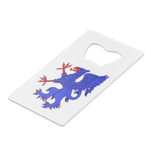 Griffin Rampant Azure Creditkaart Flessenopener (Achterkant Gekanteld)