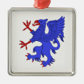 Griffin Rampant Azure Metalen Ornament (Voorkant)