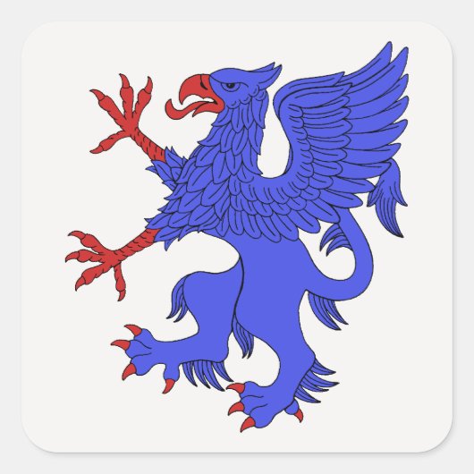 Griffin Rampant Azure Vierkante Sticker (Voorkant)