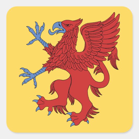 Griffin Rampant Gules Vierkante Sticker (Voorkant)