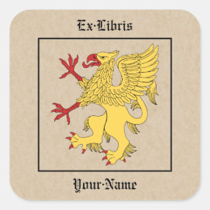 Griffin Rampant of Boekplaat Vierkante Sticker