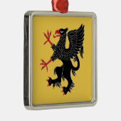Griffin Rampant Sable Metalen Ornament (Rechts)