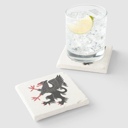 Griffin Rampant Sable Stenen Onderzetter (Zijkant)