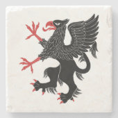 Griffin Rampant Sable Stenen Onderzetter (Voorkant)