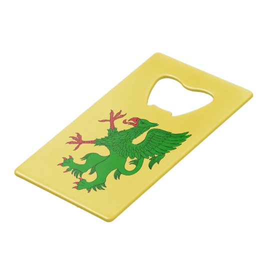 Griffin Rampant Vert Creditkaart Flessenopener (Voorkant Gekanteld)