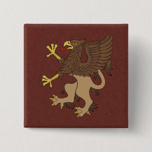 Griffin Rampant Vierkante Button 5,1 Cm (Voorkant)