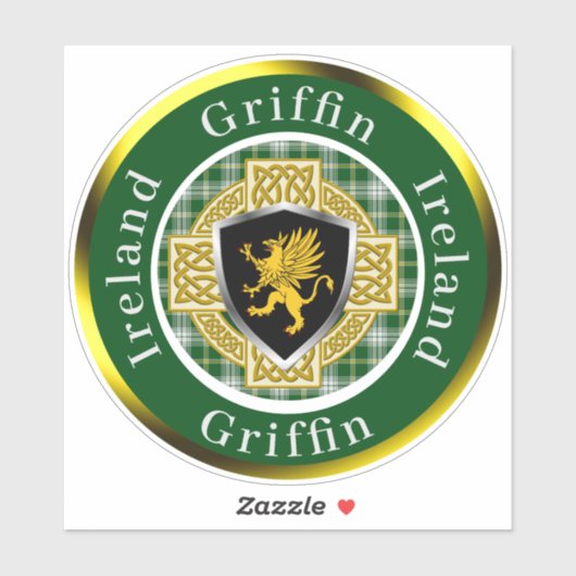 Griffin Shield & Celtic Cross gepersonaliseerd Sticker (Vel)
