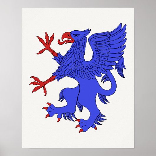 Griffin Staande Azure Poster (Voorkant)