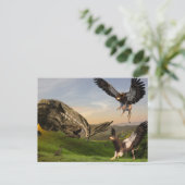 Griffin vs Wyvern Fire Breathing Dragon Battle Briefkaart (Staand voorkant)