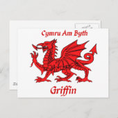 Griffin Welsh Dragon Briefkaart (Voorkant / Achterkant)