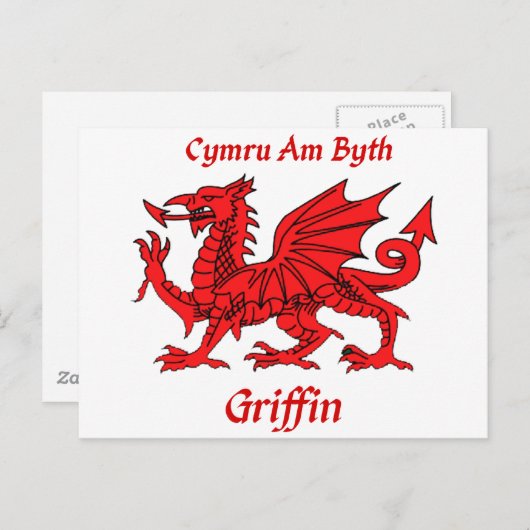Griffin Welsh Dragon Briefkaart (Voorkant / Achterkant)