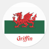 Griffin Welsh vlag Ronde Sticker (Voorkant)