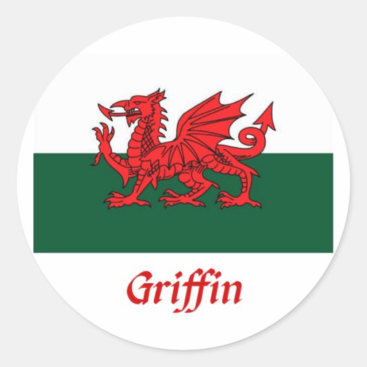 Griffin Welsh vlag Ronde Sticker (Voorkant)