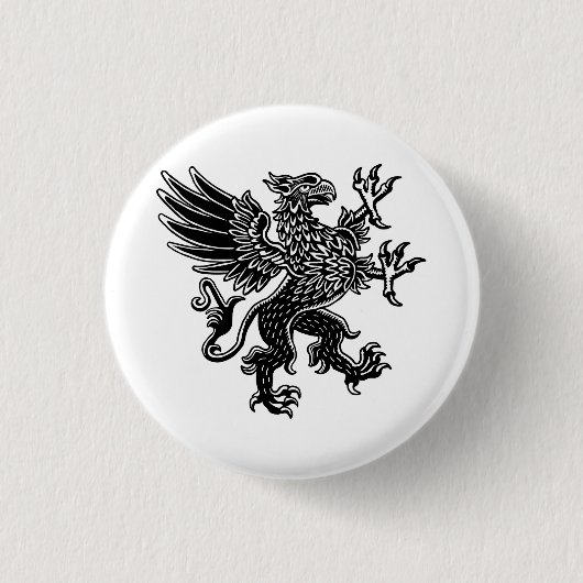 Griffin - zwart en wit ronde button 3,2 cm (Voorkant)