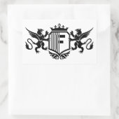 Griffins flankeren een schild met de letter "F" Rechthoekige Sticker (Tas)