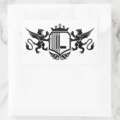 Griffins flankeren een schild met de letter "L" Rechthoekige Sticker (Tas)