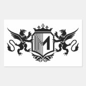 Griffins flankeren een schild met de letter "M" Rechthoekige Sticker (Voorkant)
