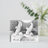Griffins sculptuur monochrome potlood Art Briefkaart (Staand voorkant)