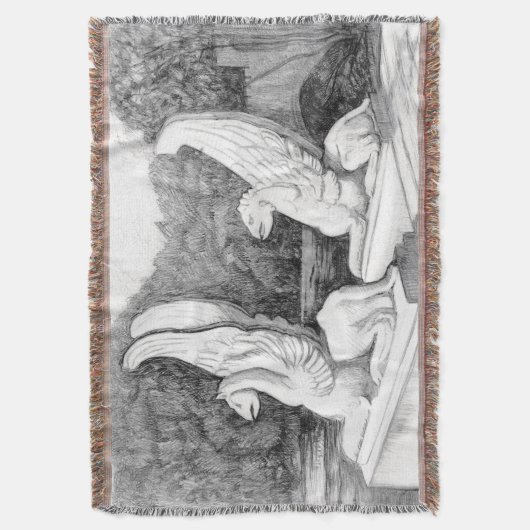 Griffins sculptuur monochrome potlood Art Deken (Voorkant Verticaal)