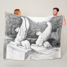 Griffins sculptuur monochrome potlood Art Fleece Deken
