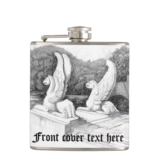 Griffins sculptuur monochrome potlood Art Heupfles (Voorkant)