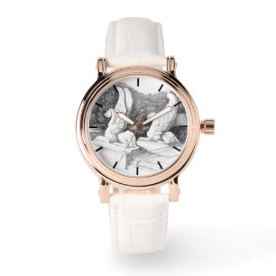 Griffins sculptuur monochrome potlood Art Horloge