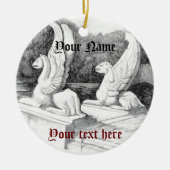 Griffins sculptuur monochrome potlood Art Keramisch Ornament (Voorkant)