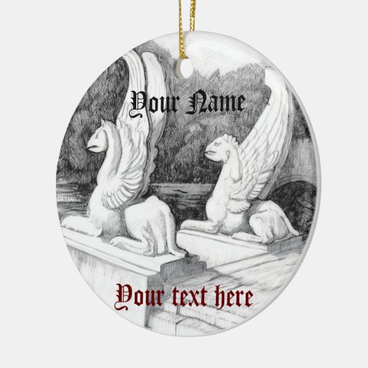 Griffins sculptuur monochrome potlood Art Keramisch Ornament (Links)