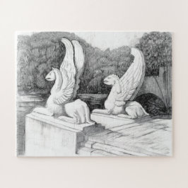 Griffins sculptuur monochrome potlood Art Legpuzzel
