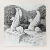 Griffins sculptuur monochrome potlood Art Legpuzzel (Verticaal)