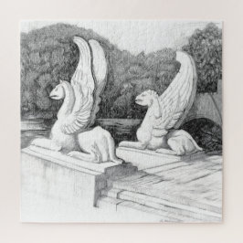 Griffins sculptuur monochrome potlood Art Legpuzzel