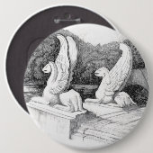 Griffins sculptuur monochrome potlood Art Ronde Button 6,0 Cm (Voorkant /achterkant)