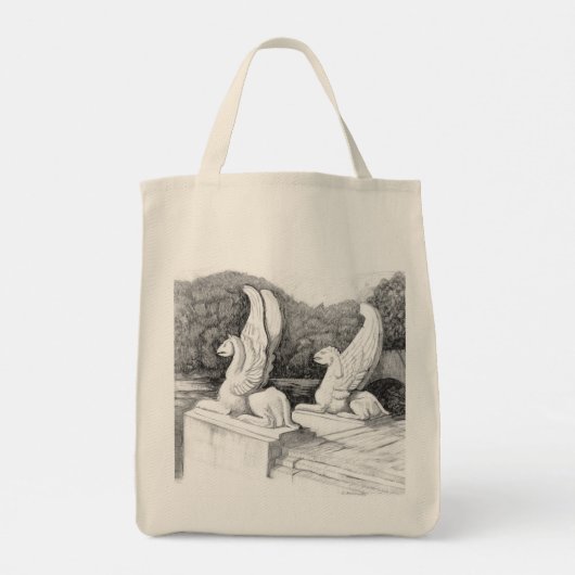 Griffins sculptuur monochrome potlood Art Tote Bag (Achterkant)