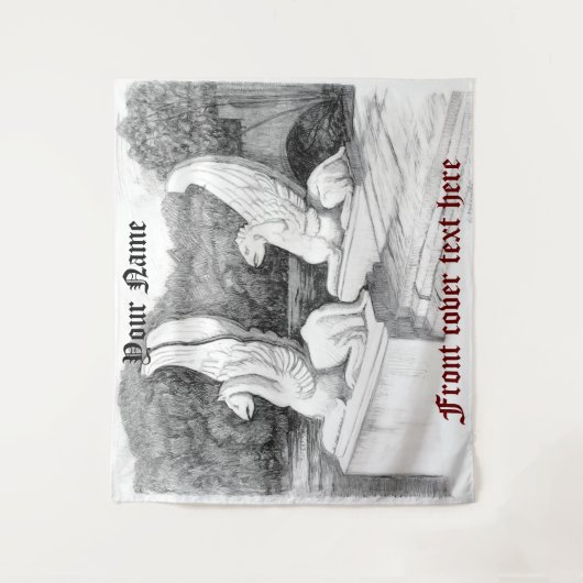 Griffins sculptuur monochrome potlood Art Wandkleed (Voorkant)