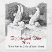 Griffins sculptuur monochrome potlood Art Wijn Etiket (Enkel label)