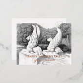 Griffins sculptuur monochroom folie feestdagen briefkaart (Voorkant / Achterkant)