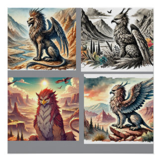 Griffioenen, Draken, & Desolate landschappen Perfect Poster