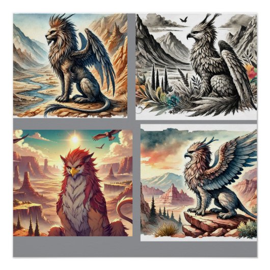 Griffioenen, Draken, & Desolate landschappen Perfect Poster (Voorkant)